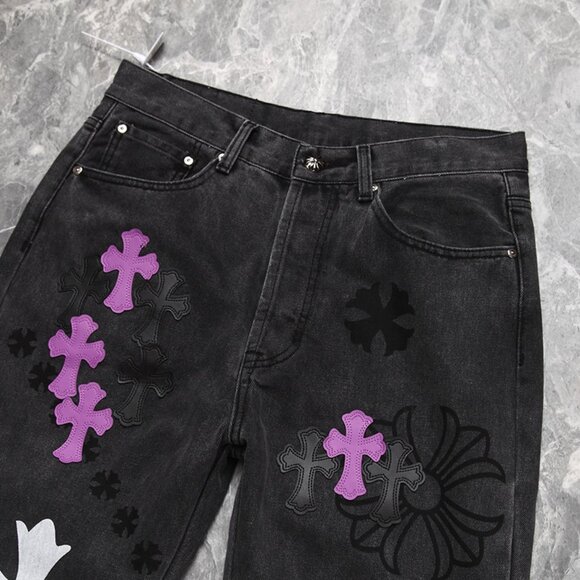 Chrome Heart Leather Patch Jeans - Picture 8 of 11